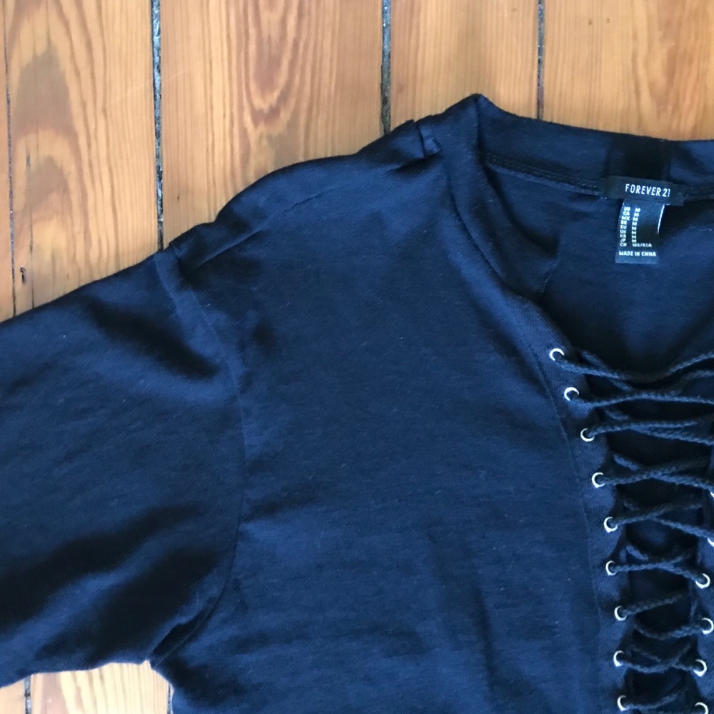 Tie up black T-shirt